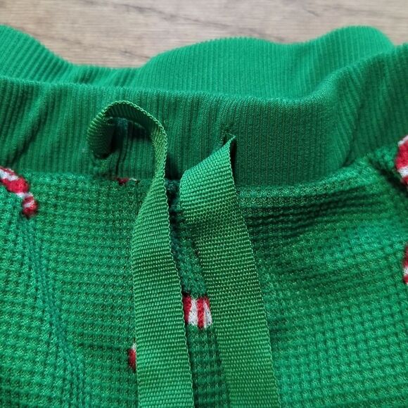 Women's Christmas green thermal pajama pants with candy cane print, size small - Picture 3 of 4